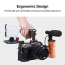 PULUZ 3/8 inch Screw Universal Camera Wooden Side Handle with Cold Shoe Mount for Camera Cage Stabilizer(Black)