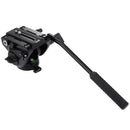 PULUZ Heavy Duty Video Camera Tripod Action Fluid Drag Head with Sliding Plate for DSLR & SLR Cameras, Large Size(Black)