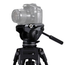 PULUZ Heavy Duty Video Camera Tripod Action Fluid Drag Head with Sliding Plate for DSLR & SLR Cameras, Large Size(Black)
