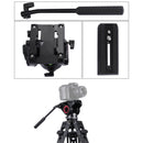 PULUZ Heavy Duty Video Camera Tripod Action Fluid Drag Head with Sliding Plate for DSLR & SLR Cameras, Large Size(Black)