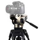 PULUZ Heavy Duty Video Camera Tripod Action Fluid Drag Head with Sliding Plate for DSLR & SLR Cameras, Large Size(Gold)