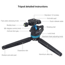 PULUZ Pocket Mini Adjustable Metal Desktop Tripod Mount with 360 Degree Ball Head for DSLR & Digital Cameras, Adjustable Height: 11-20.2cm(Blue)