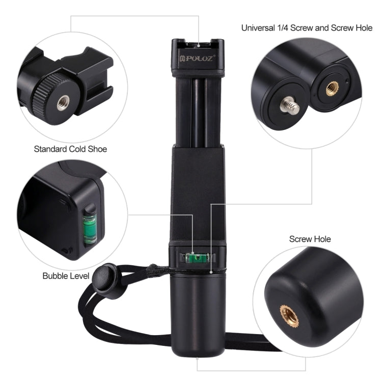 PULUZ Vlogging Live Broadcast Handheld Grip Selfie Rig Stabilizer ABS Tripod Adapter Mount with Cold Shoe Base & Wrist Strap