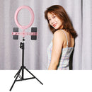 PULUZ Live Broadcast Dual Phone Brackets Horizontal Holder for iPhone, Galaxy, Huawei, Xiaomi, Sony and Other Smart Phones(Pink)