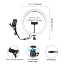 PULUZ 11.8 inch 30cm RGB Dimmable LED Ring Vlogging Selfie Photography Video Lights with Cold Shoe Tripod Ball Head & Phone Clamp (Black)(US Plug)