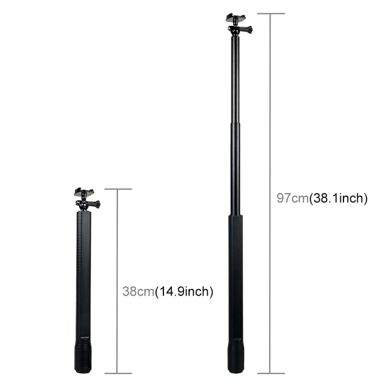 PULUZ Waterproof Aluminum Alloy Extendable Handheld Selfie Stick Monopod with Quick Release Base & Long Screw & Lanyard forGoPro HERO10 Black / HERO9 Black / HERO8 Black / HERO7 /6 /5 /5 Session /4 Se ... o Action and Other Action Cameras, Length: 38-97cm