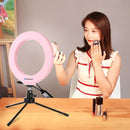 PULUZ 6.2 inch 16cm USB RGBW Dimmable LED Ring Vlogging Photography Video Lights with Cold Shoe Tripod Ball Head & Remote Control(Pink)