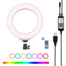 PULUZ 6.2 inch 16cm USB RGBW Dimmable LED Ring Vlogging Photography Video Lights with Cold Shoe Tripod Ball Head & Remote Control(Pink)
