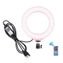 PULUZ 6.2 inch 16cm USB RGBW Dimmable LED Ring Vlogging Photography Video Lights with Cold Shoe Tripod Ball Head & Remote Control(Pink)