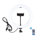 PULUZ 10.2 inch 26cm USB RGBW Dimmable LED Ring Vlogging Photography Video Lights with Tripod Ball Head & Remote Control & Phone Clamp(Black)
