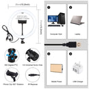 PULUZ 10.2 inch 26cm USB RGBW Dimmable LED Ring Vlogging Photography Video Lights with Tripod Ball Head & Remote Control & Phone Clamp(Black)