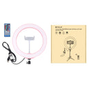 PULUZ 10.2 inch 26cm USB RGBW Dimmable LED Ring Vlogging Photography Video Lights with Tripod Ball Head & Remote Control & Phone Clamp(Pink)