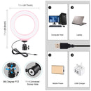 PULUZ 4.7 inch 12cm USB 10 Modes 8 Colors RGBW Dimmable LED Ring Vlogging Photography Video Lights with Tripod Ball Head(Pink)