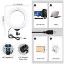 PULUZ 6.2 inch 16cm USB 10 Modes 8 Colors RGBW Dimmable LED Ring Vlogging Photography Video Lights with Tripod Ball Head(Black)