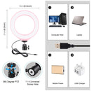 PULUZ 6.2 inch 16cm USB 10 Modes 8 Colors RGBW Dimmable LED Ring Vlogging Photography Video Lights with Tripod Ball Head(Pink)