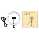 PULUZ 10.2 inch 26cm USB 10 Modes 8 Colors RGBW Dimmable LED Ring Vlogging Photography Video Lights with Tripod Ball Head & Phone Clamp(Black)