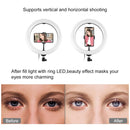 PULUZ 10.2 inch 26cm USB 10 Modes 8 Colors RGBW Dimmable LED Ring Vlogging Photography Video Lights with Tripod Ball Head & Phone Clamp(Black)