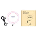 PULUZ 10.2 inch 26cm USB 10 Modes 8 Colors RGBW Dimmable LED Ring Vlogging Photography Video Lights with Cold Shoe Tripod Ball Head & Phone Clamp(Pink)