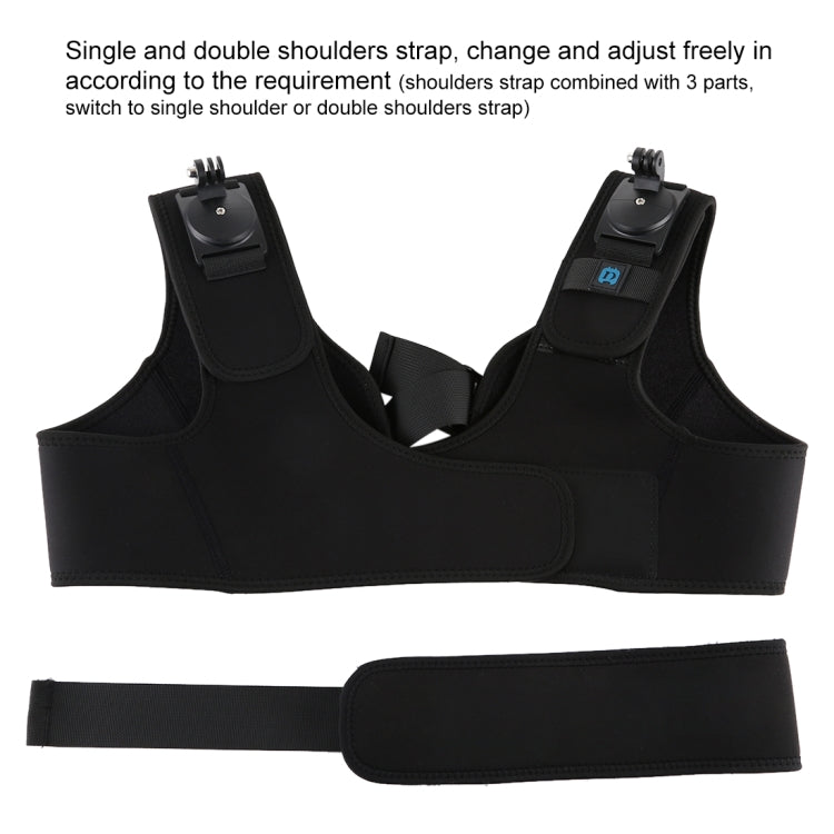 PULUZ Neoprene Dual & Single Shoulder Strap Adjustable Chest Belt Mount for GoPro HERO10 Black / HERO9 Black / HERO8 Black / HERO7 /6 /5 /5 Session /4 Session /4 /3+ /3 /2 /1, Insta360 ONE R, DJI Osmo Action and Other Action Cameras