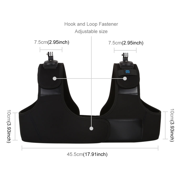 PULUZ Neoprene Dual & Single Shoulder Strap Adjustable Chest Belt Mount for GoPro HERO10 Black / HERO9 Black / HERO8 Black / HERO7 /6 /5 /5 Session /4 Session /4 /3+ /3 /2 /1, Insta360 ONE R, DJI Osmo Action and Other Action Cameras