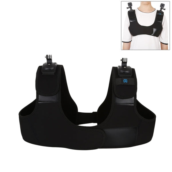 PULUZ Neoprene Dual & Single Shoulder Strap Adjustable Chest Belt Mount for GoPro HERO10 Black / HERO9 Black / HERO8 Black / HERO7 /6 /5 /5 Session /4 Session /4 /3+ /3 /2 /1, Insta360 ONE R, DJI Osmo Action and Other Action Cameras