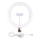PULUZ 10.2 inch 26cm USB 3 Modes Dimmable Dual Color Temperature LED Curved Diffuse Light Ring Vlogging Selfie Photography Video Lights with Phone Clamp(Pink)