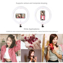 PULUZ 10.2 inch 26cm USB 3 Modes Dimmable Dual Color Temperature LED Curved Diffuse Light Ring Vlogging Selfie Photography Video Lights with Phone Clamp(Pink)