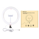 PULUZ 10.2 inch 26cm USB 3 Modes Dimmable Dual Color Temperature LED Curved Diffuse Light Ring Vlogging Selfie Photography Video Lights with Phone Clamp(Pink)