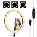 PULUZ 11.8 inch 30cm USB 3 Modes Dimmable Dual Color Temperature LED Curved Diffuse Light Ring Vlogging Selfie Photography Video Lights with Phone Clamp(Black)
