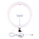PULUZ 11.8 inch 30cm USB 3 Modes Dimmable Dual Color Temperature LED Curved Diffuse Light Ring Vlogging Selfie Photography Video Lights with Phone Clamp(Pink)