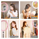 PULUZ 11.8 inch 30cm USB 3 Modes Dimmable Dual Color Temperature LED Curved Diffuse Light Ring Vlogging Selfie Photography Video Lights with Phone Clamp(Pink)