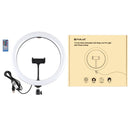 PULUZ 11.8 inch 30cm RGB Dimmable LED Dual Color Temperature LED Curved Diffuse Light Ring Vlogging Selfie Photography Video Lights with Tripod Ball Head & Phone Clamp & Remote Control(Black)