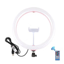 PULUZ 11.8 inch 30cm RGB Dimmable LED Dual Color Temperature LED Curved Diffuse Light Ring Vlogging Selfie Photography Video Lights with Tripod Ball Head & Phone Clamp & Remote Control(Pink)