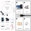 PULUZ 11.8 inch 30cm RGB Dimmable LED Dual Color Temperature LED Curved Diffuse Light Ring Vlogging Selfie Photography Video Lights with Tripod Ball Head & Phone Clamp & Remote Control(Pink)