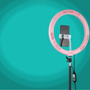 PULUZ 11.8 inch 30cm RGB Dimmable LED Dual Color Temperature LED Curved Diffuse Light Ring Vlogging Selfie Photography Video Lights with Tripod Ball Head & Phone Clamp & Remote Control(Pink)