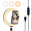 PULUZ 7.9 inch 20cm USB 3 Modes Dimmable Dual Color Temperature LED Curved Light Ring Vlogging Selfie Photography Video Lights with Phone Clamp(Black)