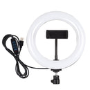 PULUZ 7.9 inch 20cm USB 3 Modes Dimmable Dual Color Temperature LED Curved Light Ring Vlogging Selfie Photography Video Lights with Phone Clamp(Black)