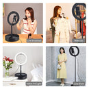 PULUZ 10.2 inch 26cm USB 3 Modes Dimmable Dual Color Temperature LED Curved Ring Vlogging Selfie Photography Video Lights with Bluetooth Remote Shutter & Folding Desktop Holder & Phone Clamp(Black)