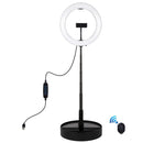 PULUZ 10.2 inch 26cm USB 3 Modes Dimmable Dual Color Temperature LED Curved Ring Vlogging Selfie Photography Video Lights with Bluetooth Remote Shutter & Folding Desktop Holder & Phone Clamp(Black)