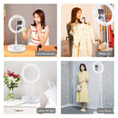PULUZ 10.2 inch 26cm USB 3 Modes Dimmable Dual Color Temperature LED Curved Ring Vlogging Selfie Photography Video Lights with Bluetooth Remote Shutter & Folding Desktop Holder & Phone Clamp(White)
