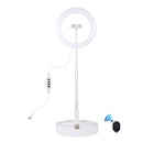 PULUZ 10.2 inch 26cm USB 3 Modes Dimmable Dual Color Temperature LED Curved Ring Vlogging Selfie Photography Video Lights with Bluetooth Remote Shutter & Folding Desktop Holder & Phone Clamp(White)