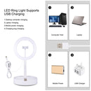 PULUZ 10.2 inch 26cm USB 3 Modes Dimmable Dual Color Temperature LED Curved Ring Vlogging Selfie Photography Video Lights with Bluetooth Remote Shutter & Folding Desktop Holder & Phone Clamp(White)