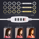 PULUZ 10.2 inch 26cm USB 3 Modes Dimmable Dual Color Temperature LED Curved Ring Vlogging Selfie Photography Video Lights with Bluetooth Remote Shutter & Folding Desktop Holder & Phone Clamp(White)