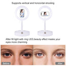 PULUZ 10.2 inch 26cm USB 3 Modes Dimmable Dual Color Temperature LED Curved Ring Vlogging Selfie Photography Video Lights with Bluetooth Remote Shutter & Folding Desktop Holder & Phone Clamp(White)