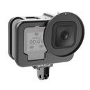 PULUZ for GoPro HERO10 Black / HERO9 Black Thin Housing Shell CNC Aluminum Alloy Protective Cage with Insurance Frame & 52mm UV Lens(Black)