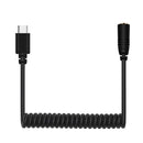 PULUZ 3.5mm TRRS Female to Type-C / USB-C Male Live Microphone Audio Adapter Spring Coiled Cable for Samsung, Huawei and Smartphones, Cable Stretching to 100cm(Black)