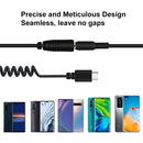 PULUZ 3.5mm TRRS Female to Type-C / USB-C Male Live Microphone Audio Adapter Spring Coiled Cable for Samsung, Huawei and Smartphones, Cable Stretching to 100cm(Black)