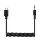 PULUZ 3.5mm TRRS Male to Type-C / USB-C Male Live Microphone Audio Adapter Spring Coiled Cable for Samsung, Huawei and Smartphones, Cable Stretching to 100cm(Black)
