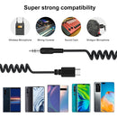 PULUZ 3.5mm TRRS Male to Type-C / USB-C Male Live Microphone Audio Adapter Spring Coiled Cable for Samsung, Huawei and Smartphones, Cable Stretching to 100cm(Black)