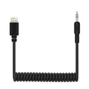 PULUZ 3.5mm TRRS Male to 8 Pin Male Live Microphone Audio Adapter Spring Coiled Cable for iPhone, Cable Stretching to 100cm(Black)